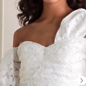 Self-Portrait Asymmetrical Guipure Leaf Print Lace Top US4 NWT